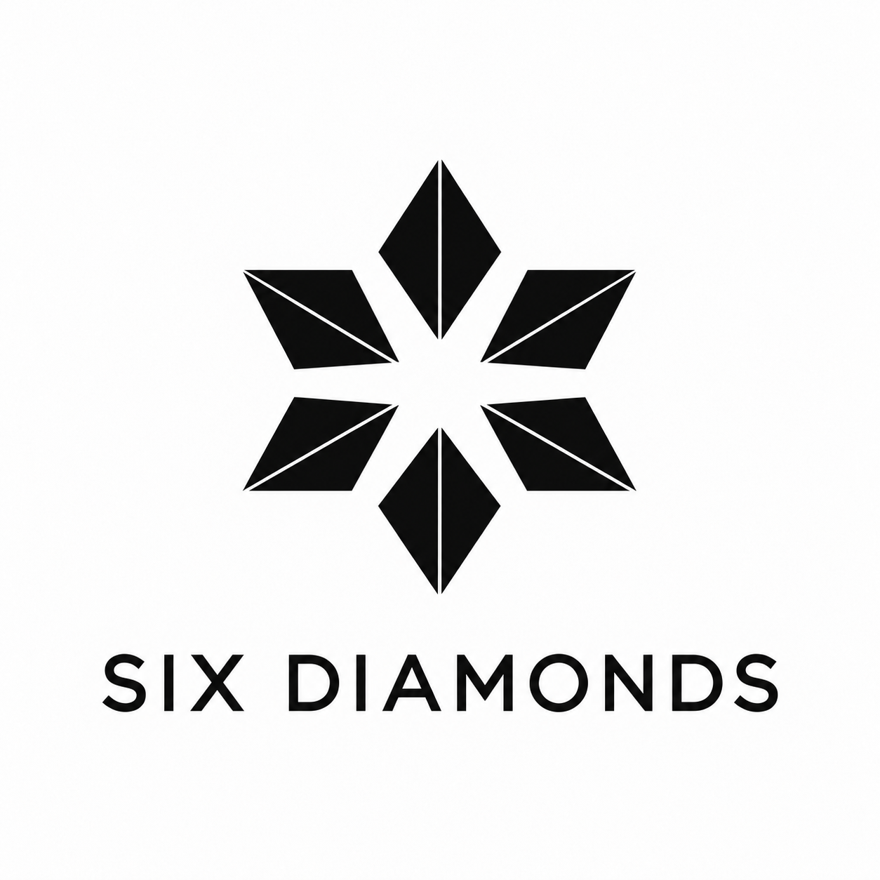 Six Diamonds logo with six black diamonds and white radial cuts